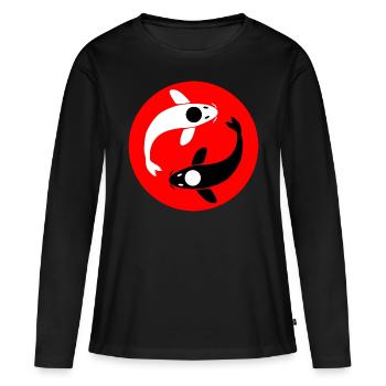 Carpe Yin et Yang Koi - T-shirt manches longues Premium bio Femme - noir - Devant - Julia (174cm)