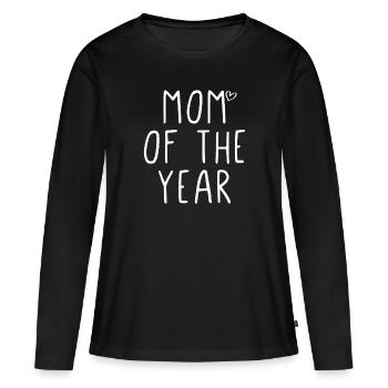 Maman de l’année - T-shirt manches longues Premium bio Femme - noir - Devant - Julia (174cm)