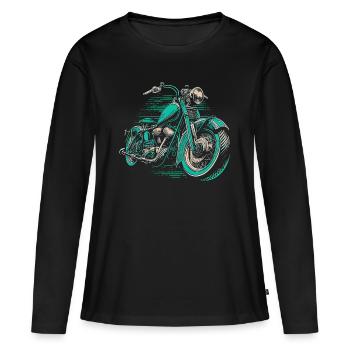 Cool Vintage Motorcycle Chopper en vert bleu - T-shirt manches longues Premium bio Femme - noir - Devant - Julia (174cm)