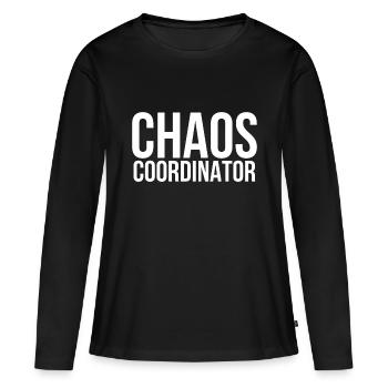 Coordinateur du chaos - T-shirt manches longues Premium bio Femme - noir - Devant - Julia (174cm)
