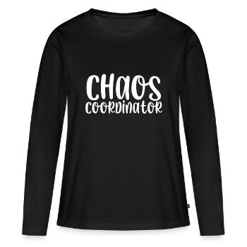 Coordinateur du chaos - T-shirt manches longues Premium bio Femme - noir - Devant - Julia (174cm)