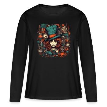 Hatter woman with red hair - Women's Premium Organic Long Sleeve Shirt - black - Front - Julia (174cm)