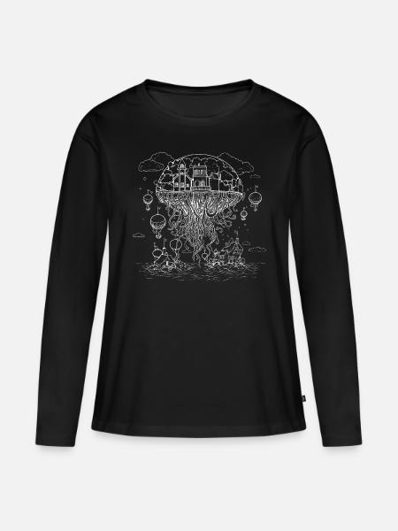 Surrealist hot air balloon with tentacles - Women's Premium Organic Long Sleeve Shirt - black