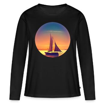 Voilier Sunset Design - T-shirt manches longues Premium bio Femme - noir - Devant - Julia (174cm)
