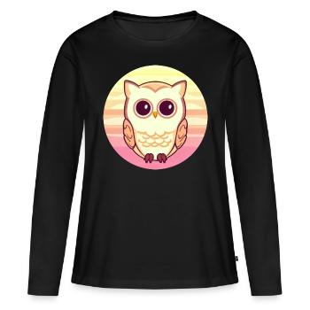 Owl Sunset Design - T-shirt manches longues Premium bio Femme - noir - Devant - Julia (174cm)