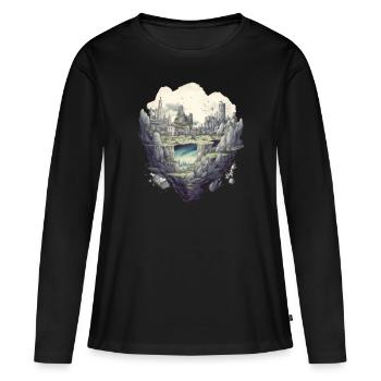 Futuristisch Leben auf Planeten - Frauen Premium Bio Langarmshirt - Schwarz - Vorne - Julia (174cm)