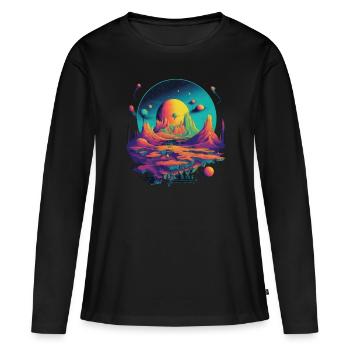Futuristisch Leben auf Planeten - Frauen Premium Bio Langarmshirt - Schwarz - Vorne - Julia (174cm)