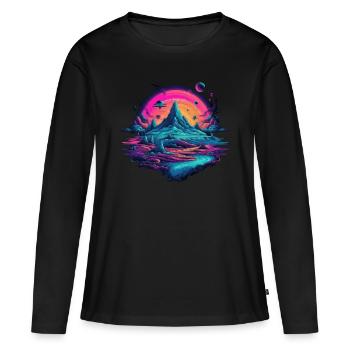 Futuristisch Leben auf Planeten - Frauen Premium Bio Langarmshirt - Schwarz - Vorne - Julia (174cm)