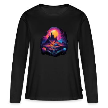 Futuristisch Leben auf Planeten - Frauen Premium Bio Langarmshirt - Schwarz - Vorne - Julia (174cm)