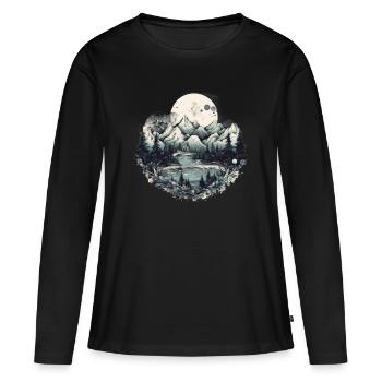 Nature Aventure Randonnée Camping Design - T-shirt manches longues Premium bio Femme - noir - Devant - Julia (174cm)