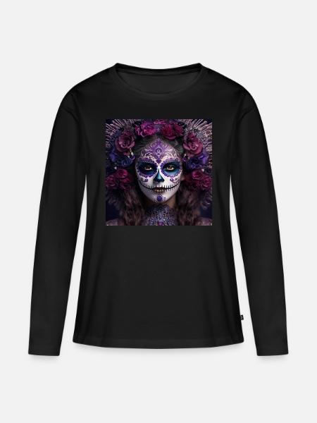 LA CATRINA TAG DER TOTEN MEXIKO - Frauen Premium Bio Langarmshirt - Schwarz
