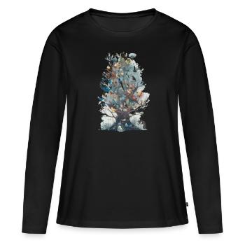Observation des oiseaux Observateurs d’oiseaux Oiseaux - T-shirt manches longues Premium bio Femme - noir - Devant - Julia (174cm)