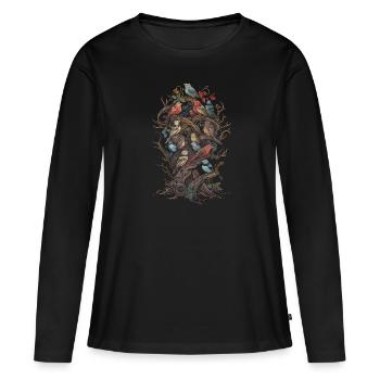 Observation des oiseaux Observateurs d’oiseaux Oiseaux - T-shirt manches longues Premium bio Femme - noir - Devant - Julia (174cm)