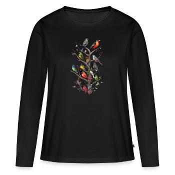 Bird watching Bird watchers Birds - Women's Premium Organic Long Sleeve Shirt - black - Front - Julia (174cm)