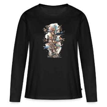 Observation des oiseaux Observateurs d’oiseaux Oiseaux - T-shirt manches longues Premium bio Femme - noir - Devant - Julia (174cm)
