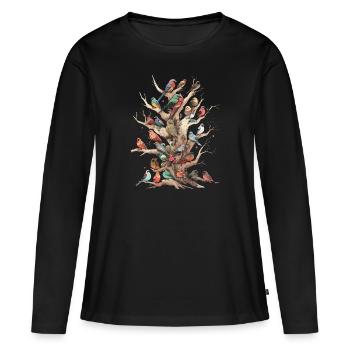 Observation des oiseaux Observateurs d’oiseaux Oiseaux - T-shirt manches longues Premium bio Femme - noir - Devant - Julia (174cm)