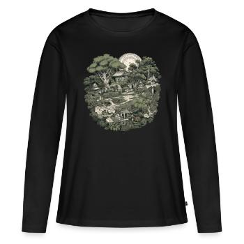 Bonsaï - Jardin Japonais - T-shirt manches longues Premium bio Femme - noir - Devant - Julia (174cm)