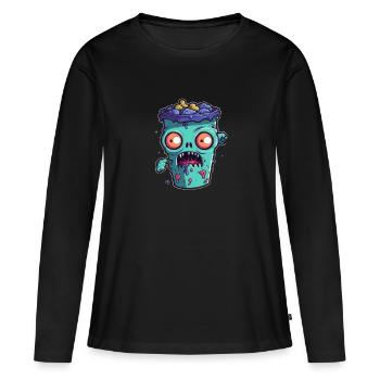 Tasse à café d’Halloween - tasse à café effrayante - T-shirt manches longues Premium bio Femme - noir - Devant - Julia (174cm)
