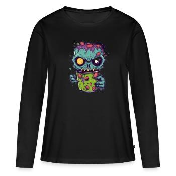 Tasse à café d’Halloween - tasse à café effrayante - T-shirt manches longues Premium bio Femme - noir - Devant - Julia (174cm)