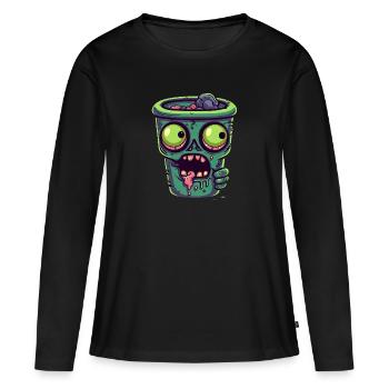 Tasse à café d’Halloween - tasse à café effrayante - T-shirt manches longues Premium bio Femme - noir - Devant - Julia (174cm)
