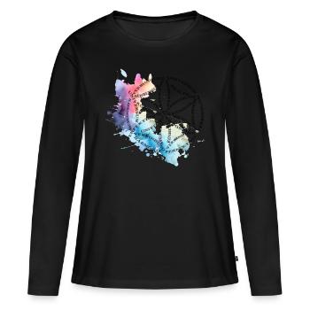 Blumen des Lebens leidiger Geometrie Geschenkidee - Frauen Premium Bio Langarmshirt - Schwarz - Vorne - Julia (174cm)