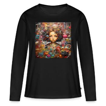 IMAGINATION STREET ART - T-shirt manches longues Premium bio Femme - noir - Devant - Julia (174cm)