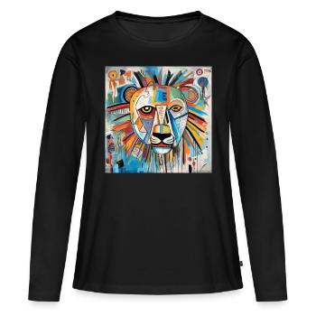 LION STREET ART - T-shirt manches longues Premium bio Femme - noir - Devant - Julia (174cm)