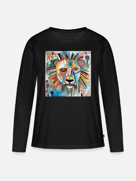 LÖWEN-STRASSENKUNST - Frauen Premium Bio Langarmshirt - Schwarz