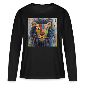 LION STREET ART - T-shirt manches longues Premium bio Femme - noir - Devant - Julia (174cm)
