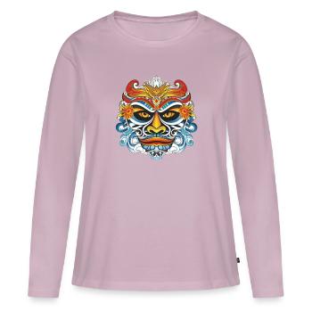 MASQUE BALINAIS INDONESIE - T-shirt manches longues Premium bio Femme - rose poudré - Devant - Julia (174cm)