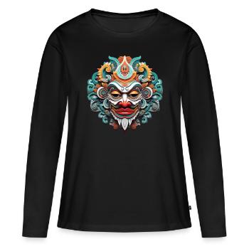 MASQUE BALINAIS INDONESIE - T-shirt manches longues Premium bio Femme - noir - Devant - Julia (174cm)