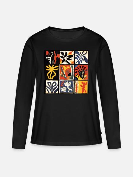 ZEITGENÖSSISCHER BLUMENSTRAUSS - Frauen Premium Bio Langarmshirt - Schwarz