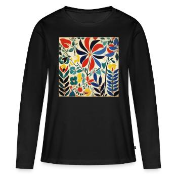 BOUQUET DE FLEURS - T-shirt manches longues Premium bio Femme - noir - Devant - Julia (174cm)