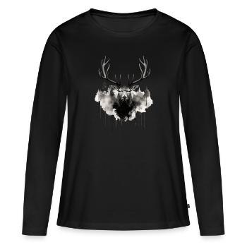 Deer - Women's Premium Organic Long Sleeve Shirt - black - Front - Julia (174cm)