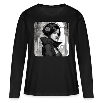 Mystérieuse femme asiatique gothique - T-shirt manches longues Premium bio Femme - noir - Devant - Julia (174cm)