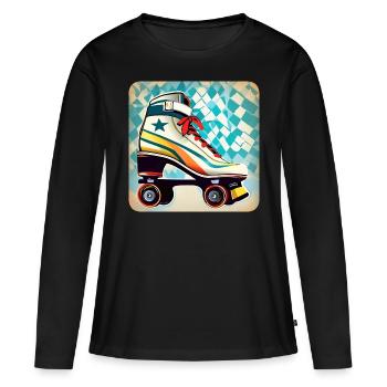 Colorful Disco Roller Skates Retro Style - Women's Premium Organic Long Sleeve Shirt - black - Front - Julia (174cm)