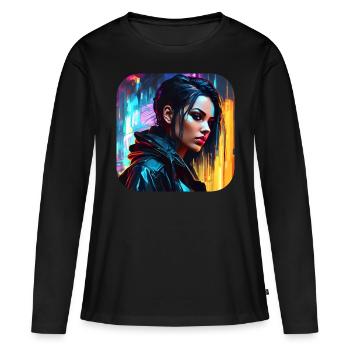 Fille Cool Goth Cyberpunk - T-shirt manches longues Premium bio Femme - noir - Devant - Julia (174cm)