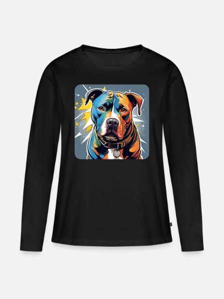 Cooler Pitbull Hund - Frauen Premium Bio Langarmshirt - Schwarz