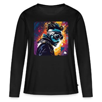 Cool steampunk man with glasses - Women's Premium Organic Long Sleeve Shirt - black - Front - Julia (174cm)