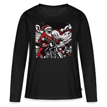 Undead biker Santa Claus with motorbike - Women's Premium Organic Long Sleeve Shirt - black - Front - Julia (174cm)