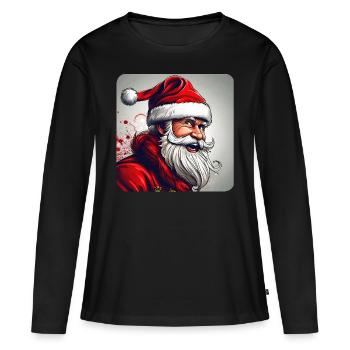 Père Noël fou - T-shirt manches longues Premium bio Femme - noir - Devant - Julia (174cm)