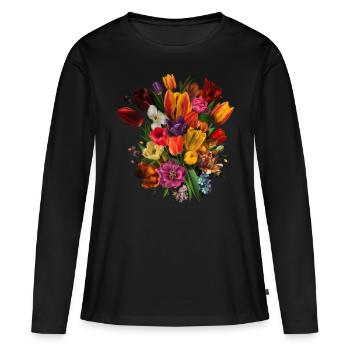Floristin für eine Floristin - Frauen Premium Bio Langarmshirt - Schwarz - Vorne - Julia (174cm)