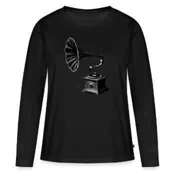 Gramophone / Histoire de la musique / Disque vinyle - T-shirt manches longues Premium bio Femme - noir - Devant - Julia (174cm)