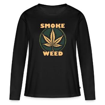 Herbe / Cannabis / Herbe / Fumer / Joint / Haschisch - T-shirt manches longues Premium bio Femme - noir - Devant - Julia (174cm)