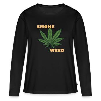 Herbe / Cannabis / Herbe / Fumer / Joint / Haschisch - T-shirt manches longues Premium bio Femme - noir - Devant - Julia (174cm)