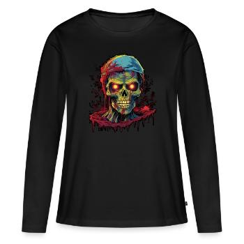 Trash Horror Zombie im Retro Style - Frauen Premium Bio Langarmshirt - Schwarz - Vorne - Julia (174cm)