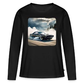 Schwarzes Odtimer Drift Auto Turbo mit Rauch - Frauen Premium Bio Langarmshirt - Schwarz - Vorne - Julia (174cm)