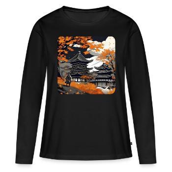 Samurai in Autumn - Women's Premium Organic Long Sleeve Shirt - black - Front - Julia (174cm)