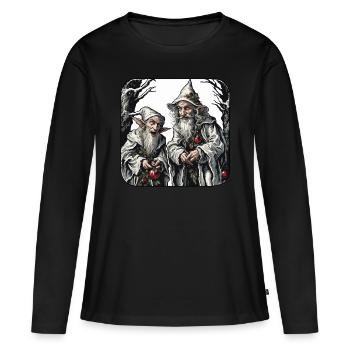 Diablotin / Nain / Fée / Noël / Elfe - T-shirt manches longues Premium bio Femme - noir - Devant - Julia (174cm)