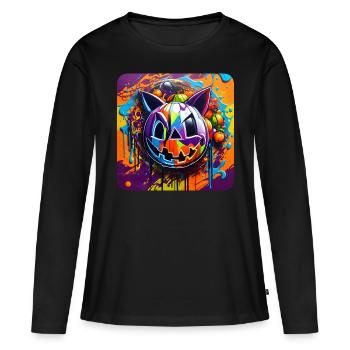 Monstre effrayant drôle dans le style graffiti - T-shirt manches longues Premium bio Femme - noir - Devant - Julia (174cm)